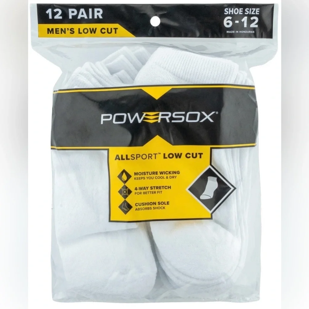 2 PowerSox Men's Cushion Low Cut Socks, 12-Pack